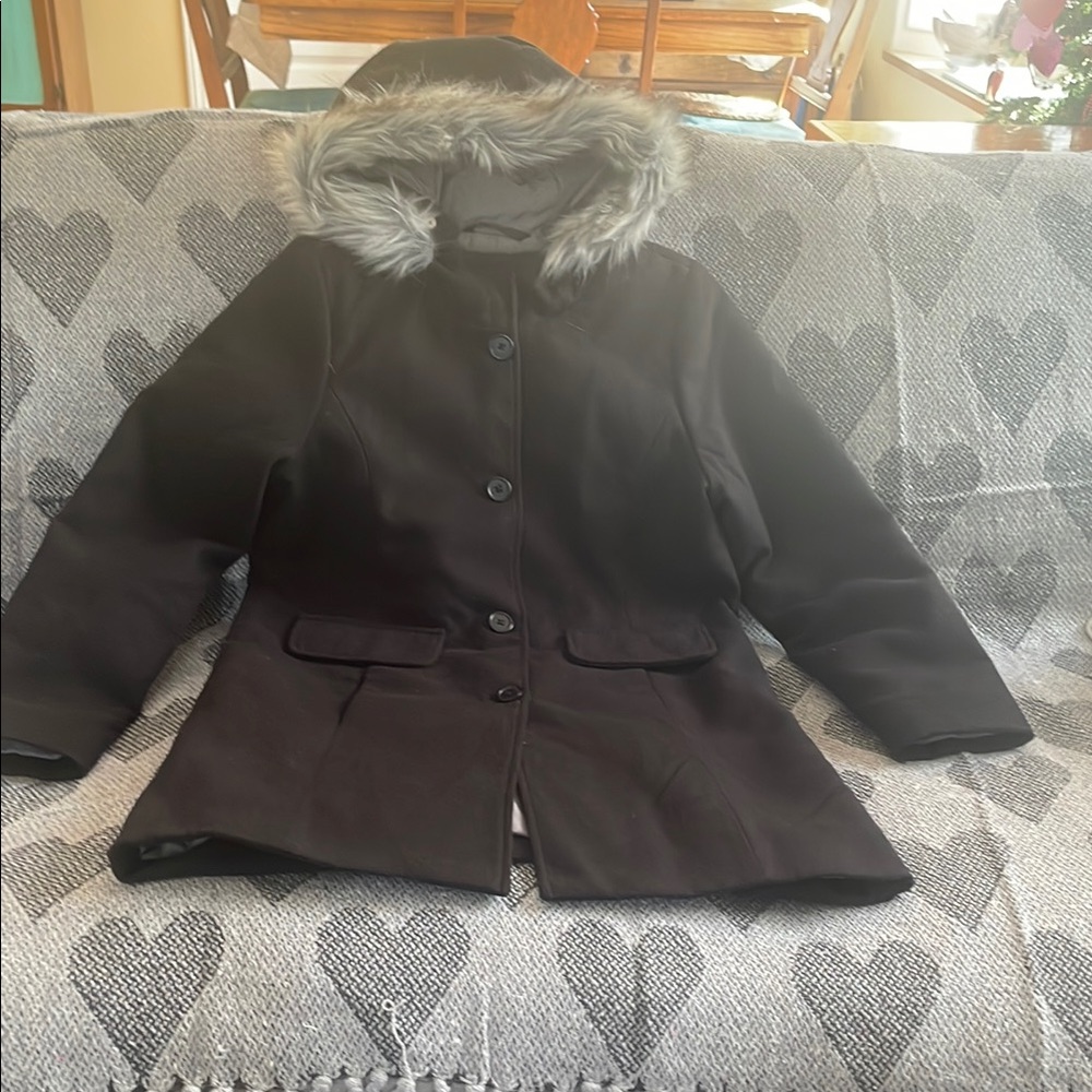 Cat & Jack Black Jacket with Faux Fur Trim